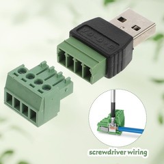 Solderless USB 2.0 Type A Male To 4 Pin Screw Terminal Block 2 Pack Adapter