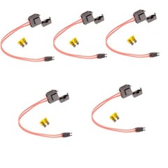 5-Pack 32V 16AWG Car Fuse Holder with 5A Small Fuse Heavy Duty Wire Adapter