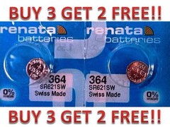 364 RENATA WATCH SR621SW BATTERY (2 piece) FREE SHIPPING BUY 3 GET 2 FREE!!