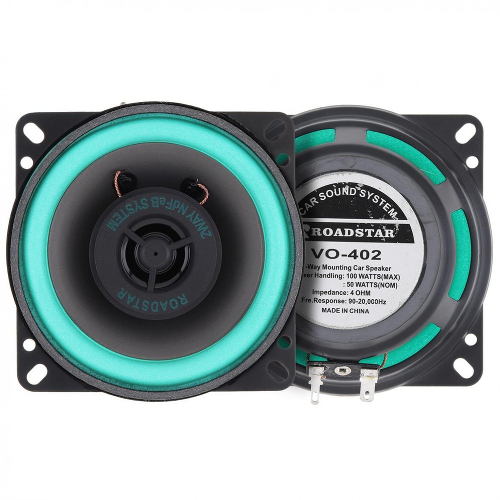 Automotive Car Audio 4 Inch 100 Watt 4 Ohm 2 Way Coaxial Speaker Replace 1 Pair
