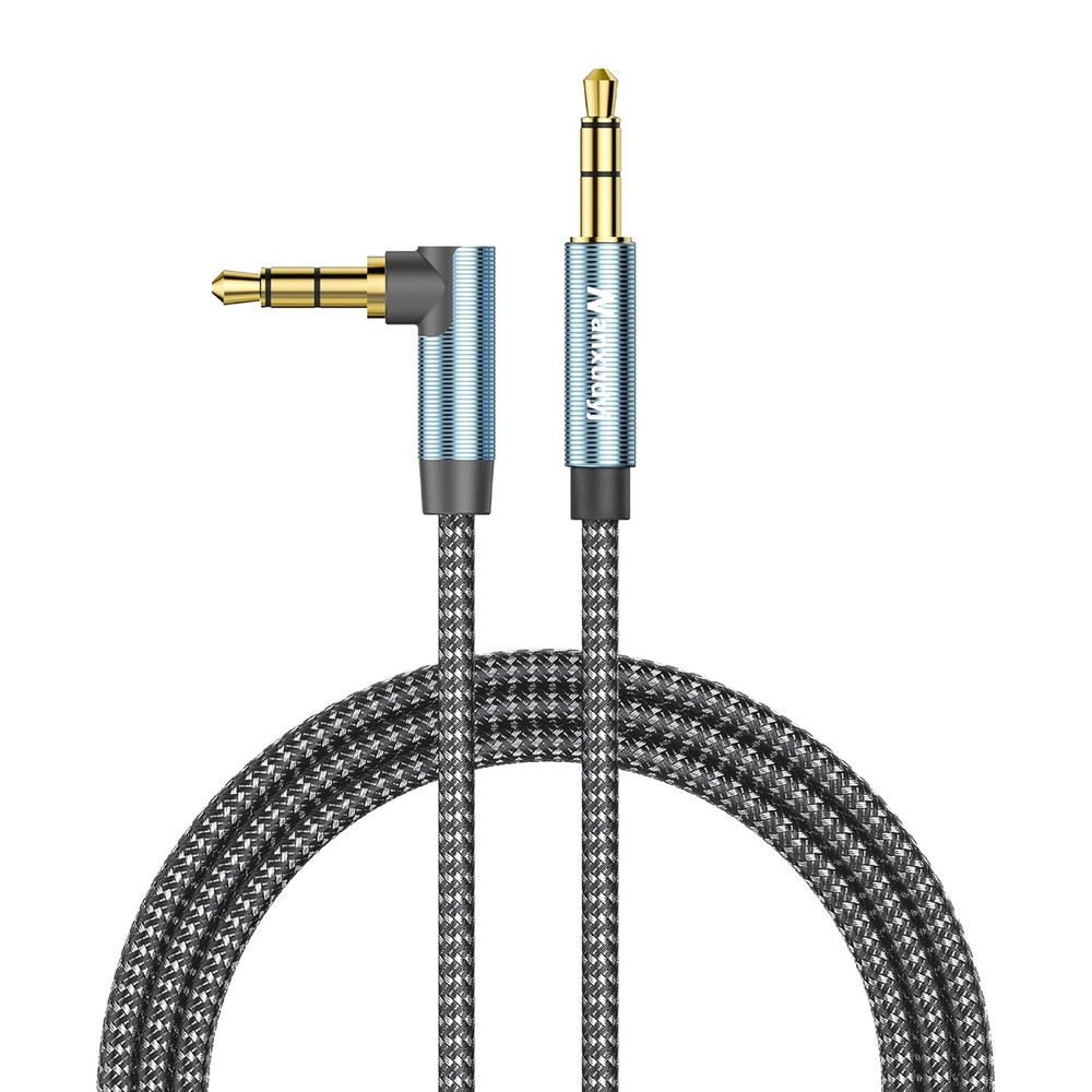 AUX Cord 6ft,3.5mm Stereo Audio Cable 90 Degree Nylon Braided 3.5mm Male to Male