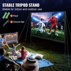 VEVOR Projector Screen with Stand 100 inch 16:9 4K 1080 HD Movie Screen Bar Feet