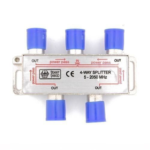4 Way 5-2050 MHz 1 to 4 Coaxial Splitter for RG6 RG59 Coax Cable HDTV Satellite