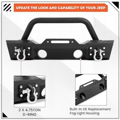 Stubby Front Bumper Compatible With 2007-2024 Jeep Wrangler JK JL Style1