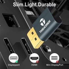 6.6FT DisplayPort Cable, Certified Ultra Slim & Thin 8K 4K DP Cable Support 8…