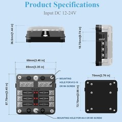 6 Way Blade Fuse Block With Ground Bus & LED Indicators 12V 24V Auto Marine RV