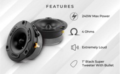 DS18 PRO-TWX1/BK 1″ Vc Super Bullet Tweeter Aluminum 240 Watts 4-Ohm
