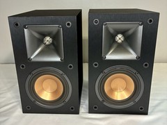 Klipsch R-14M Bookshelf Speakers Pair Black 4” 50W Home Theater Tested Working