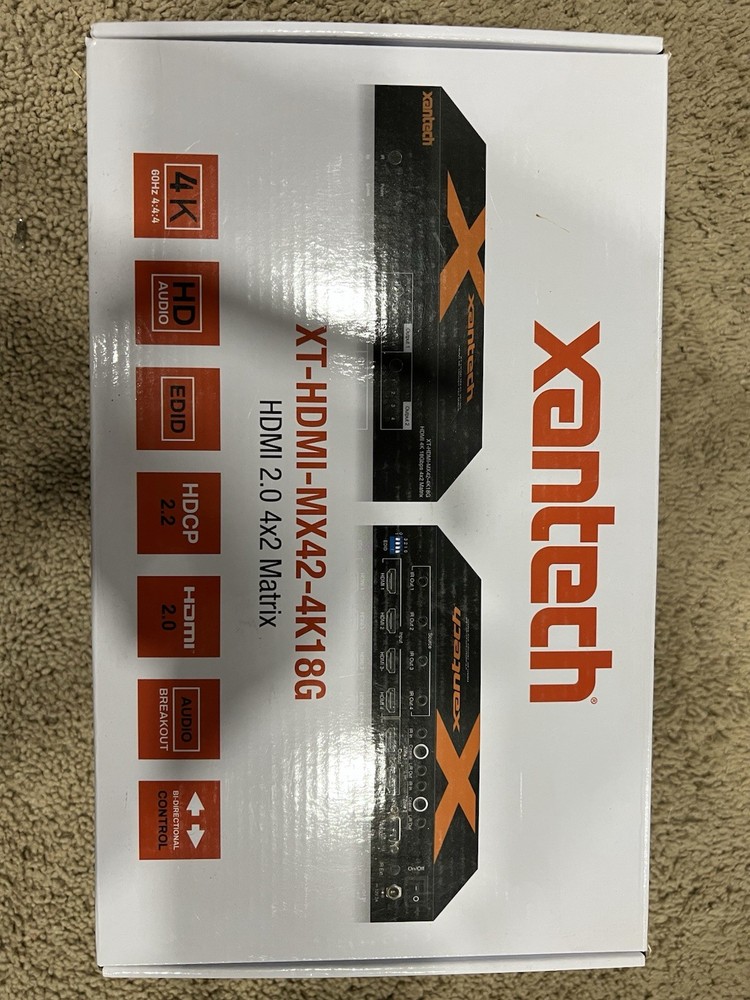 Xantech XT-HDMI-MX42-4K18G HDMI 2.0 4×2 Matrix w/ Audio Breakout and EDID Manage