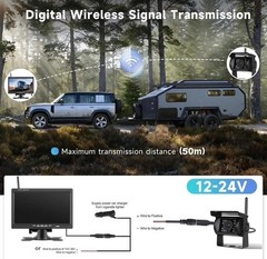 7″ 2 Camer Wireless Monitor IR Night Vision Backup Camera for Truck Caravan RV