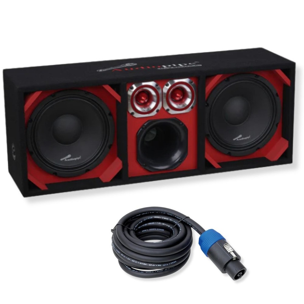 Red Fully Loaded Speaker Box w/ 2x 10″ Woofers, 6x 6″ Drivers, 4x 4″ Tweeters