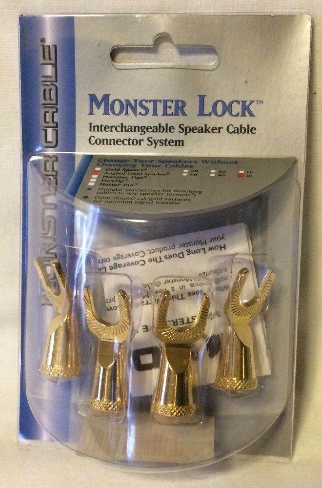 Monster Lock Angled Spades Size L – Speaker Cable z2 bi-wire biwire Z RARE LARGE