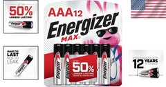 12 Pack MAX AAA Alkaline Batteries – High-Performance for Household Use
