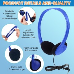 Bulk Earbud Headphones 50 Pack for Classroom , Wholesale Wired Durable Earpho…