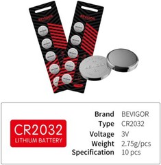 Bevigor CR2032 3V Lithium Coin Battery – Long Lasting Battery – 20 Count