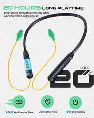 MIPEACE Bluetooth Earplug Headphones, Neckband Wireless Earbuds Earplugs-29Db No
