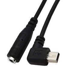 Right Angle Mini USB Male to 4Pole 3.5mm Female Adapter Cable for Mic Microphone