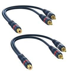 RCA 1 Female to 2 Male RCA 1 Male to 2 Female Audio Y-Converter Splitter Adapter