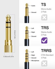 1/4 to 1/8 Inch Stereo Audio Adapter – 24K Gold 6.35mm to 3.5mm | 2 Pack