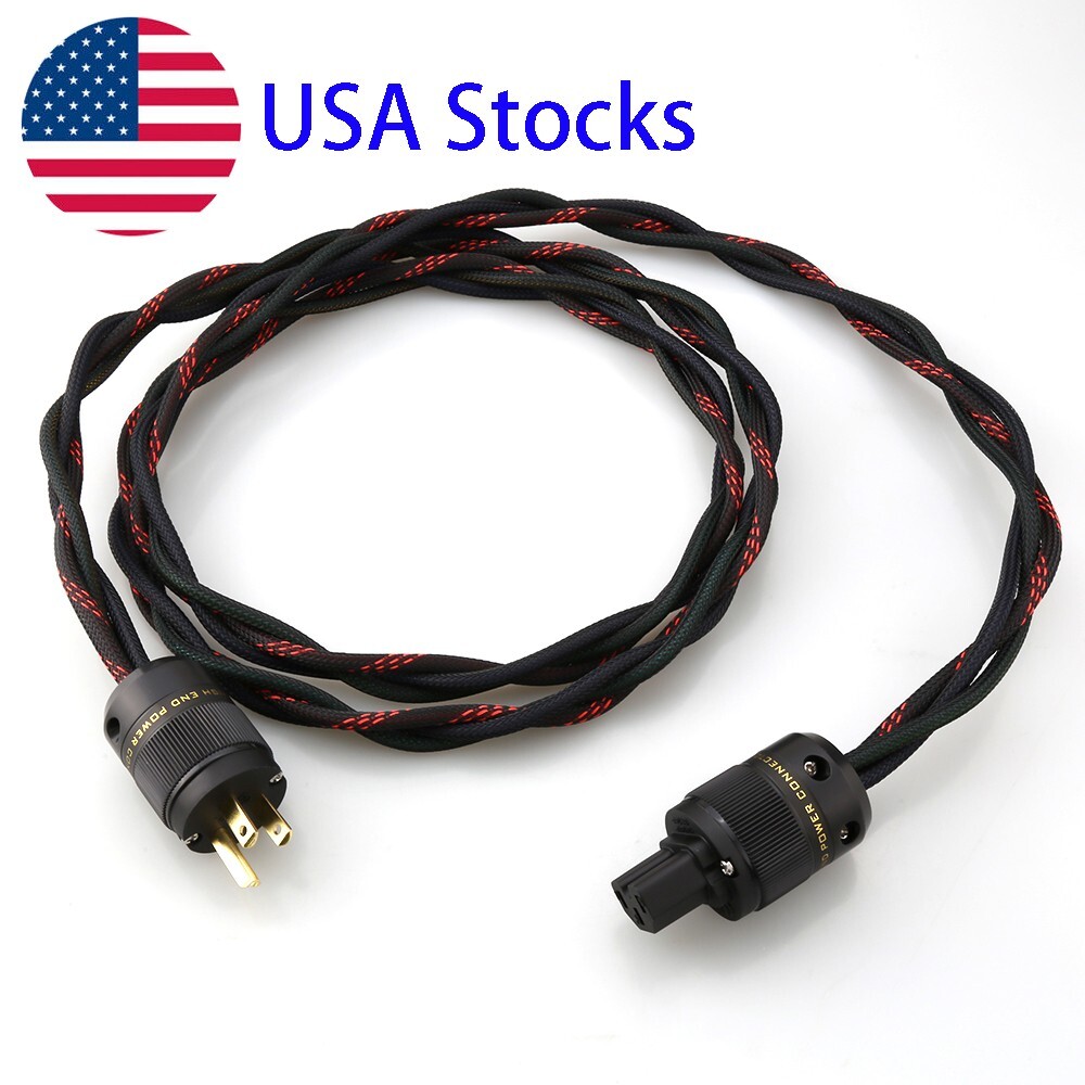 Audiophile Hiend US Braid OCC Power Supply Cord HiFi Audio Amplifier Power Cable