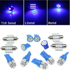 13x Blue LED T10 & 31mm Festoon Bulbs Packge Kit for Interior Map & Dome Lights