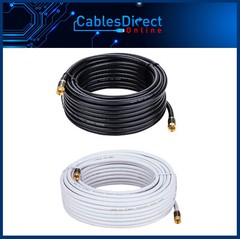 RG6 Quad Cable Black White Coax Coaxial F Extension Wire Satellite TV Antenna