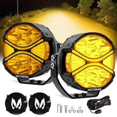 1Pair 4″ LED Round Light Pods Amber DRL Turn Signal Driving Lights w/Lamp Covers