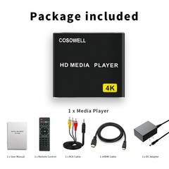 4K Media Player USB Drive SD Ultra HD HDMI AV Output H.265 H.264 MKV MP4 MP3 JPG