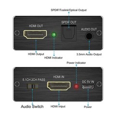4Kx2K HDMI to 3.5MM Audio Converter SPDIF Optical Stereo Out Splitter Adapter h