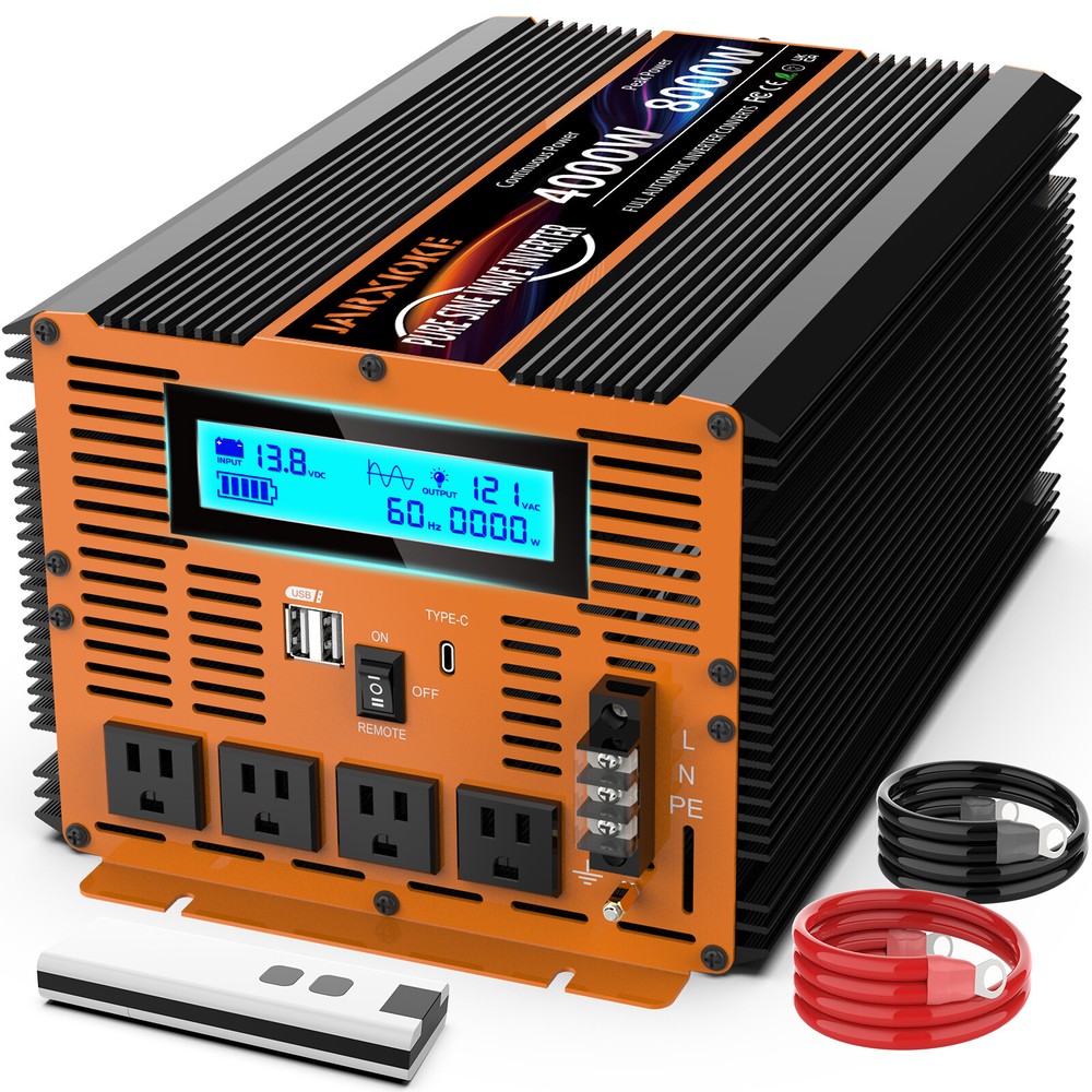 4000W 8000W Power Inverter Pure Sine Wave 12V dc to 110V 120V ac LED Caravan Rv