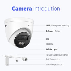 ANNKE HD 5MP Turret Audio POE IP Security Camera Color Night Vision IP67 AC500