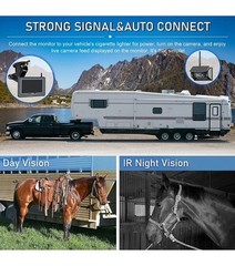 Wireless 5″ Monitor Solar Magnetic Backup Camer For Truck Car Trailer RV 1080P