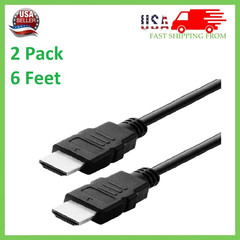 2 Pack New Digital High-Speed 1.4 HDMI Cable PVC 2160p Black Cord (6 feet)