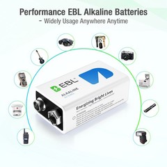 EBL 9v Alkaline Batteries 1.5V Lot 10 Years shelf Life