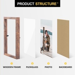 FOREV 5×7 Double Picture Frame Wooden Hinged Photo 5×7, Rustic Wood