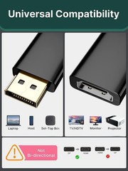 Display Port to HDMI Adapter, 24K Gold Plated 3840x2160p Uni-Directional Disp…