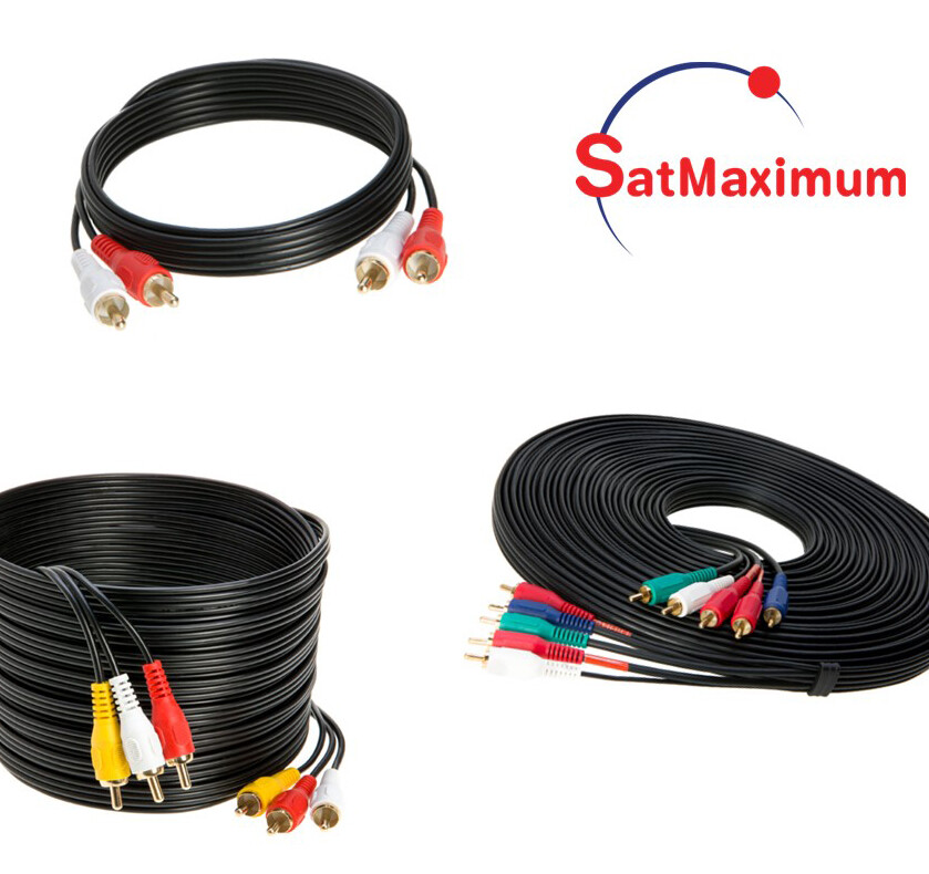 2RCA, 3RCA, 5RCA M/M Stereo Audio/Video Cable TV DVD Blu-ray PC Multipack – LOT