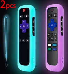 1P Silicone Remote Control Cover For Roku Glow-In-The-Dark TV Remote Holder Case
