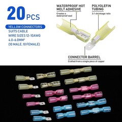 100PCS Heat Shrink Male & Female Spade Wire Connectors Terminals Electrical Set