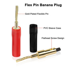 Flex Pin Banana Plugs Connector, Braided 2MM Banana Plug Wiring Plug Pin Gold-Pl