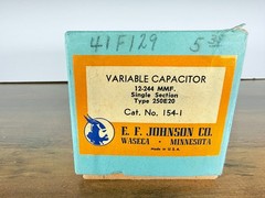 EF Johnson Variable Capacitor 12-244 MMF Single Section Cat. no. 154-1 NOS NIB