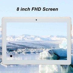 .›(Gold)8 Inch Tablet 6GB RAM 128GB ROM Dual SIM 4G LTE FHD Screen Dual