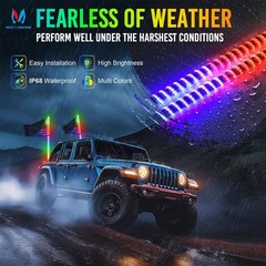 3FT/4FT LED Whip Lights COB Chips RGB Chasing Spiral Antenna for Can-Am ATV UTV