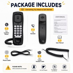 Wall Mount Black Desktop Corded Landline Phone Fixed Telephone Home Office Wired