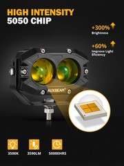 8Pcs AUXBEAM 4″ LED Driving Pods Light Bar Amber Yellow Fog Work Ditch Lights