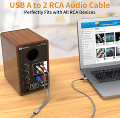 USB to RCA Audio Cable (6.6FT), USB 2.0 Male to 2 RCA Male Stereo Audio Cable…