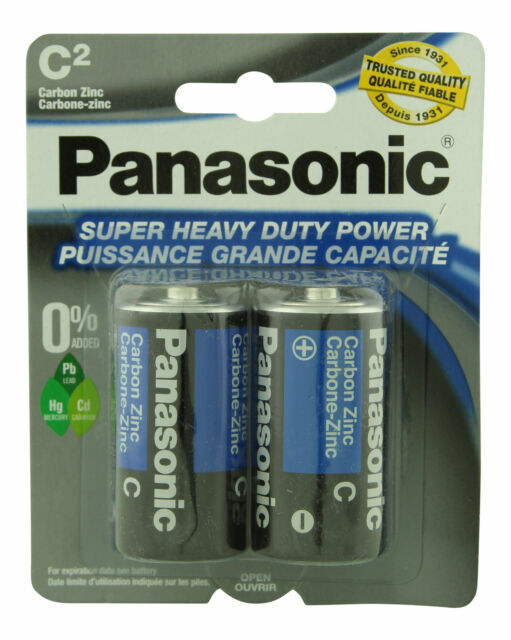 2x Panasonic C Batteries Super Heavy Duty Power Carbon Zinc Battery Exp 08/2028