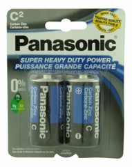 2x Panasonic C Batteries Super Heavy Duty Power Carbon Zinc Battery Exp 08/2028