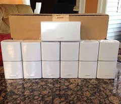 7 Bose MINT Double Cube Speakers DoubleShot 1 Center 6 Surround White 7.1 / 7.2