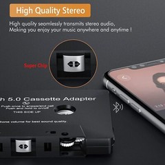Car Audio Cassette Receiver, Bluetooth 5.0 Cassette Aux Adapter for Listening